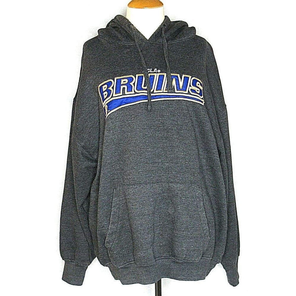 Vintage UCLA Bruins XL Hoodie Sweatshirt Football Dark Gray Front Pocket Cadre